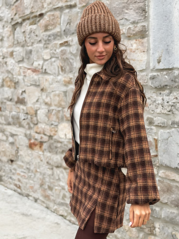 Veste à carreaux Laurina - Chocolat/Beige