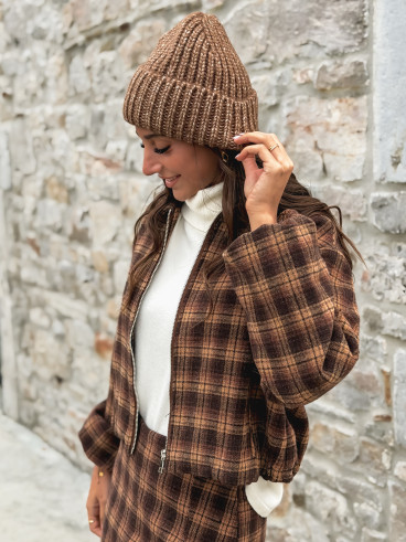 Veste à carreaux Laurina - Chocolat/Beige