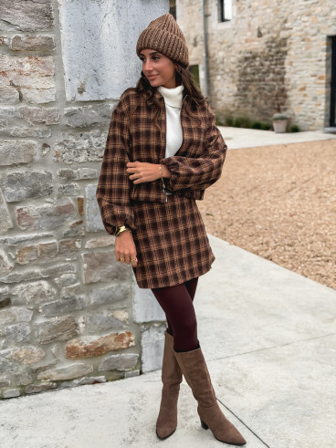 Veste à carreaux Laurina - Chocolat/Beige