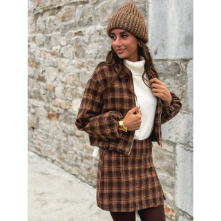 Veste à carreaux Laurina - Chocolat/Beige