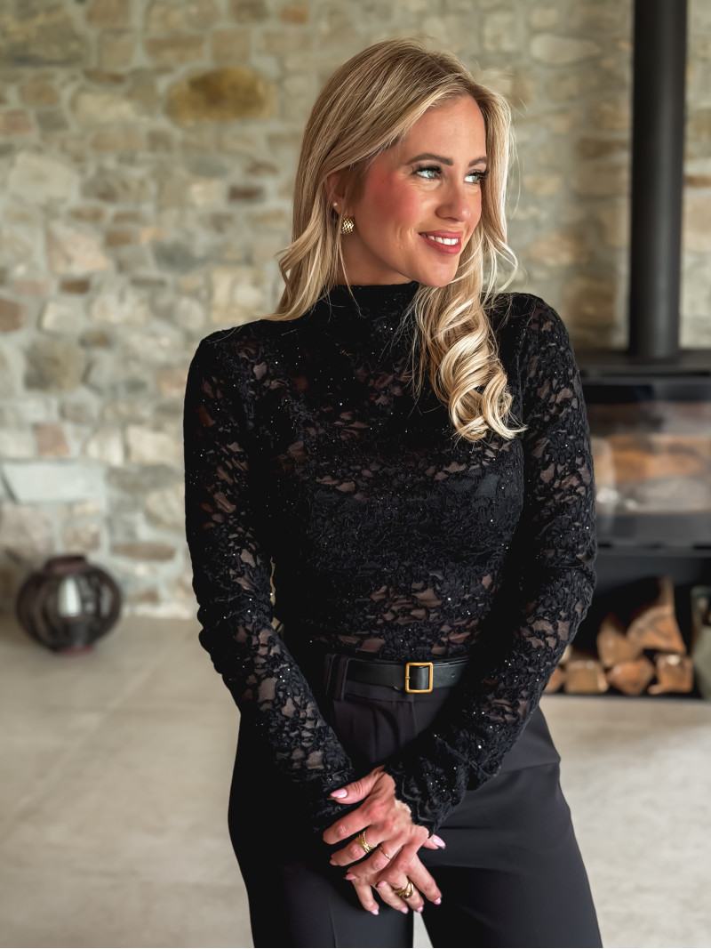 Blouse en dentelle Amandina - Noir