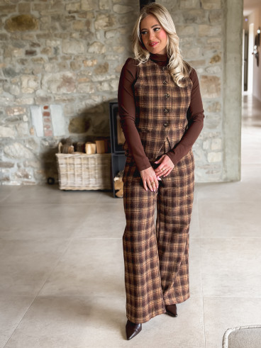 Gilet à carreaux Laurina - Chocolat/Beige