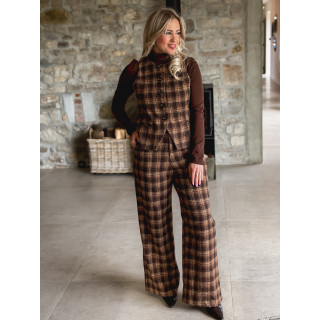 Gilet à carreaux Laurina - Chocolat/Beige
