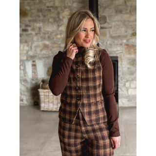 Gilet à carreaux Laurina - Chocolat/Beige