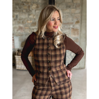 Gilet à carreaux Laurina - Chocolat/Beige
