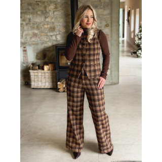 Gilet à carreaux Laurina - Chocolat/Beige
