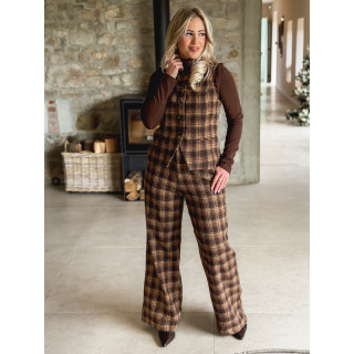 Gilet à carreaux Laurina - Chocolat/Beige