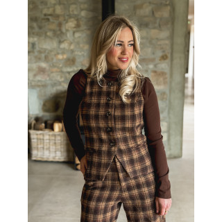 Gilet à carreaux Laurina - Chocolat/Beige