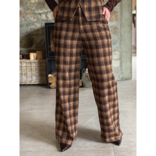 Pantalon à carreaux Laurina - Chocolet/Beige