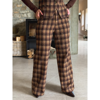 Pantalon à carreaux Laurina - Chocolet/Beige
