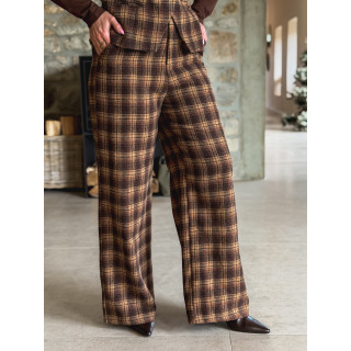 Pantalon à carreaux Laurina - Chocolet/Beige