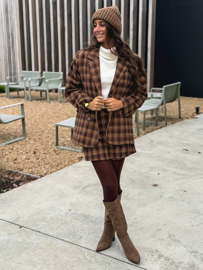 Blazer à carreaux Laurina - Chocolat/Beige Blazer à carreaux Laurina - Chocolat/Beige