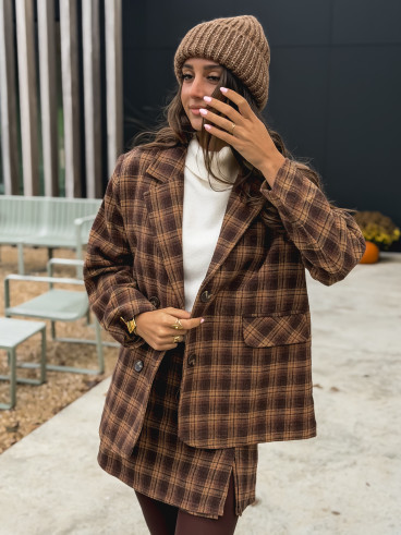 Blazer à carreaux Laurina - Chocolat/Beige