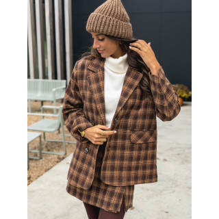 Blazer à carreaux Laurina - Chocolat/Beige