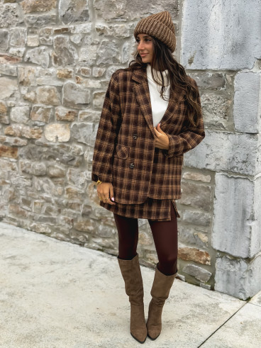 Blazer à carreaux Laurina - Chocolat/Beige Blazer à carreaux Laurina - Chocolat/Beige