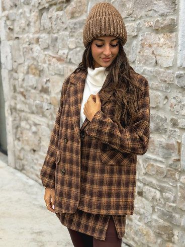 Blazer à carreaux Laurina - Chocolat/Beige Blazer à carreaux Laurina - Chocolat/Beige