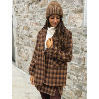 Blazer à carreaux Laurina - Chocolat/Beige