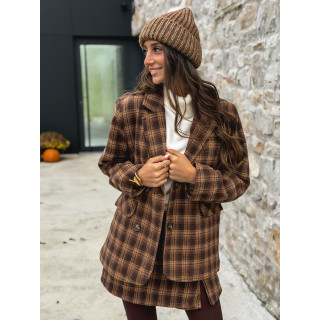 Blazer à carreaux Laurina - Chocolat/Beige