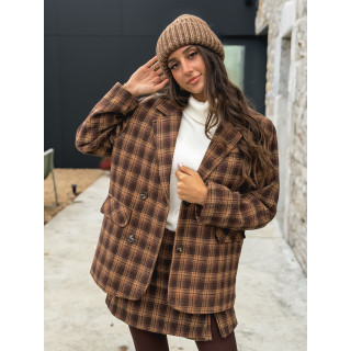 Blazer à carreaux Laurina - Chocolat/Beige