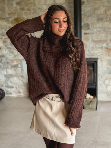Pull long Thiora - Chocolat