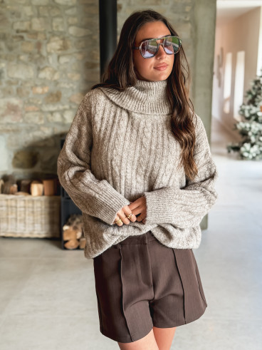 Pull long Thiora - Taupe