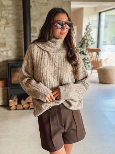 Pull long Thiora - Taupe