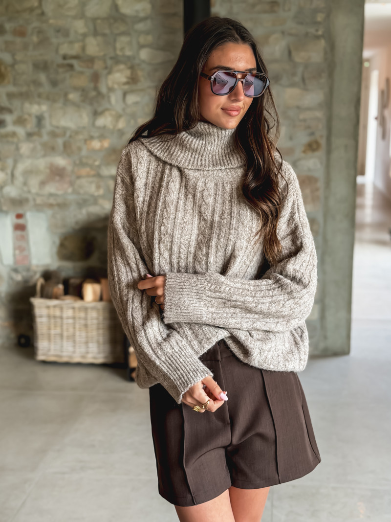 Pull long Thiora - Taupe