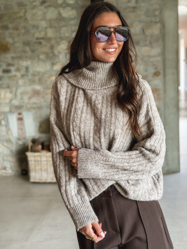 Pull long Thiora - Taupe