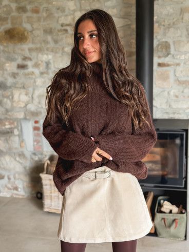 Jupe en suédine Aurélya - Beige