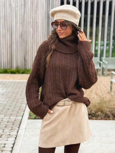 Jupe en suédine Aurélya - Beige