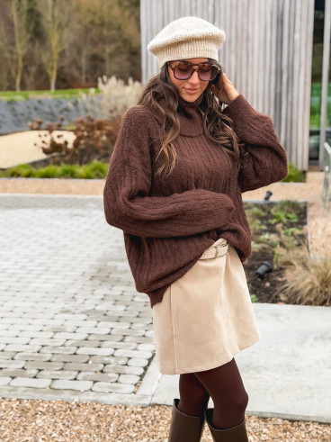 Jupe en suédine Aurélya - Beige