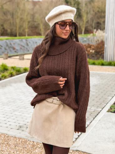 Jupe en suédine Aurélya - Beige