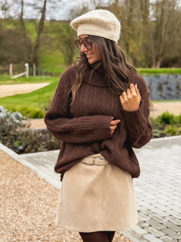 Jupe en suédine Aurélya - Beige