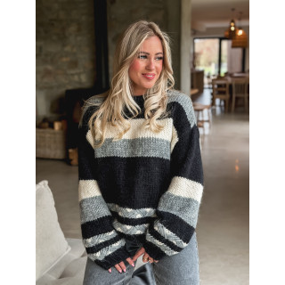 Pull ligné Lauaraline - Gris/Noir