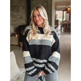 Pull ligné Lauaraline - Gris/Noir
