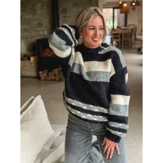 Pull ligné Lauaraline - Gris/Noir