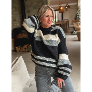 Pull ligné Lauaraline - Gris/Noir