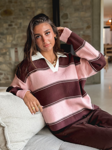 Pull Ligné Frida - Rose