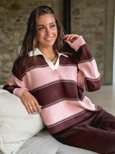 Pull Ligné Frida - Rose