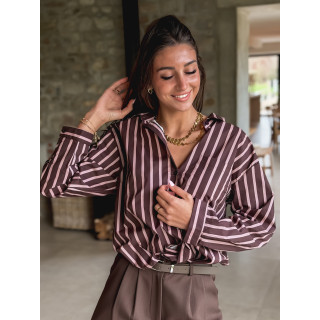 Chemise lignée Tristana - Chocolat