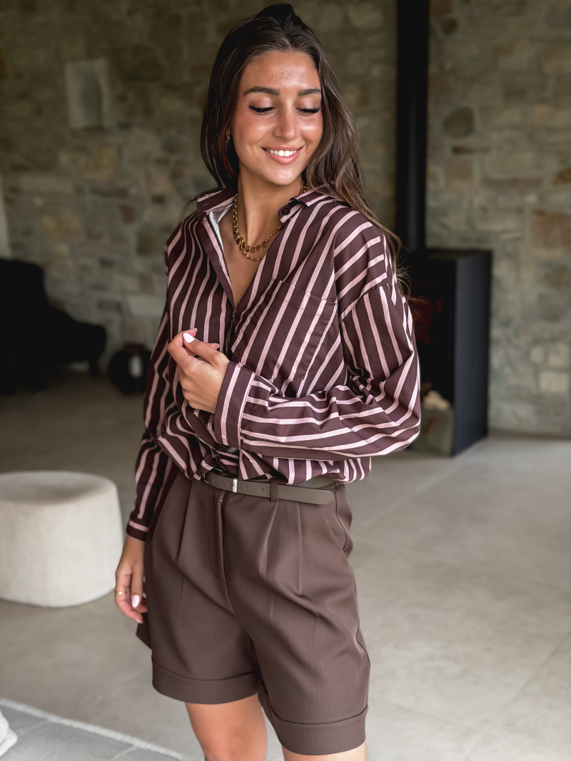 Chemise lignée Tristana - Chocolat