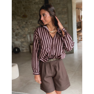 Chemise lignée Tristana - Chocolat