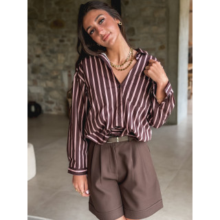 Chemise lignée Tristana - Chocolat