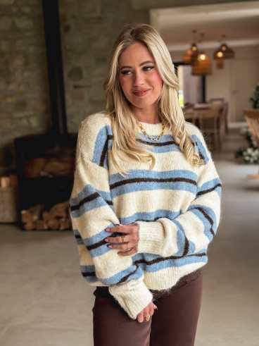 Pull Catalinna - Bleu ciel/Ecru
