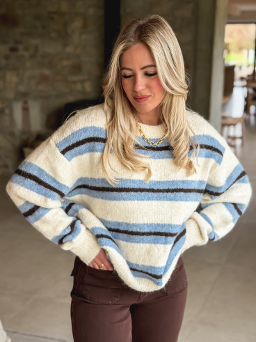 Pull Catalinna - Bleu ciel/Ecru