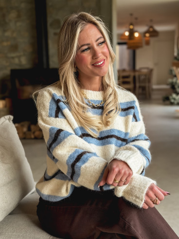 Pull Catalinna - Bleu ciel/Ecru