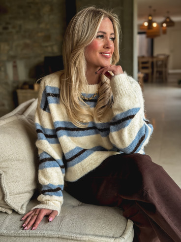Pull Catalinna - Bleu ciel/Ecru