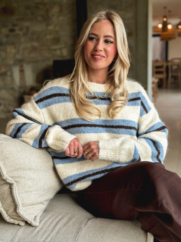Pull Catalinna - Bleu ciel/Ecru