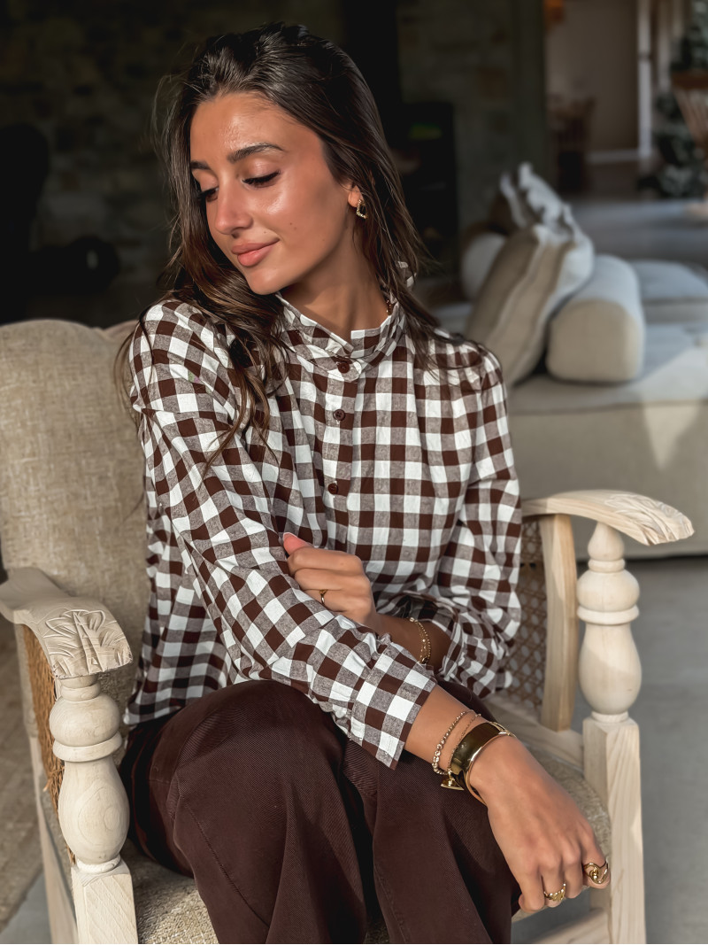 Chemise à carreaux Gloriane - Chocolat Chemise à carreaux Gloriane - Chocolat