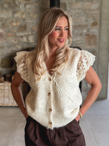 Pull sans manches Maria - Crème